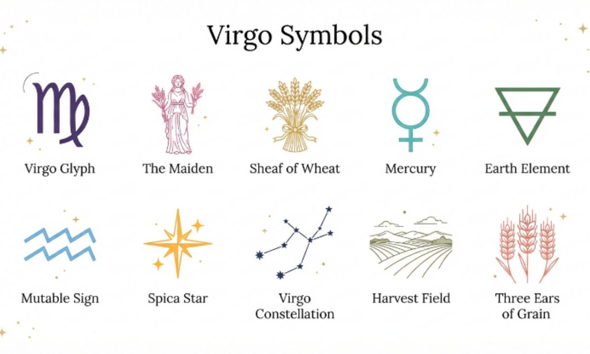 Virgo Symbols_ Meaning, History, Glyph, Maiden, Wheat, and Astrology