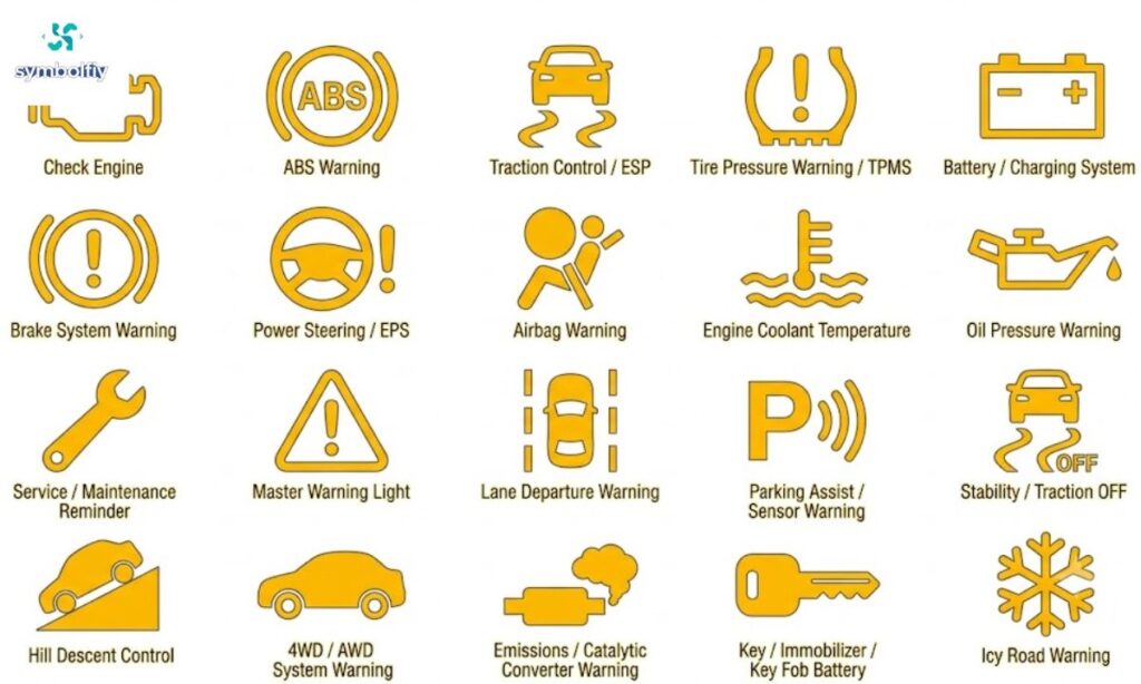 25+ Yellow Car Warning Light Symbols and What They Mean